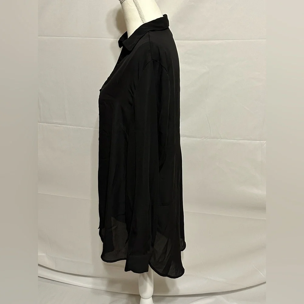 Massini Size XL Black Button Up Blouse - Picture 2 of 6